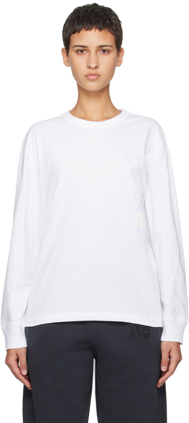 T-shirt Alexander Wang Puff Long Sleeve T-Shirt Vit | 4CC3221356