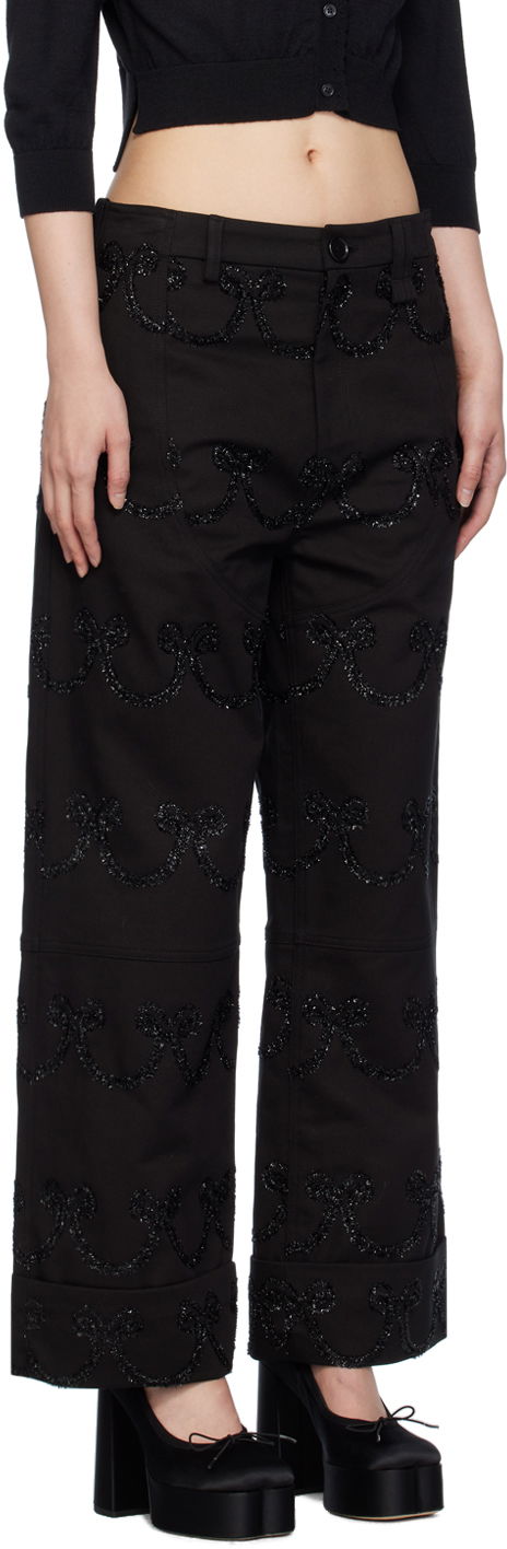 Byxor Simone Rocha Simone Rocha Patterned Wide-Leg Trousers Svart | 4101 1062, 1