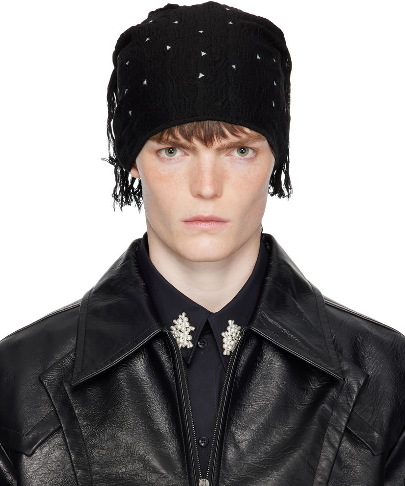 Mössa KIKO KOSTADINOV Kiko Kostadinov Tarr Knit Beanie with Fringe Svart | KKAW25KN11-116