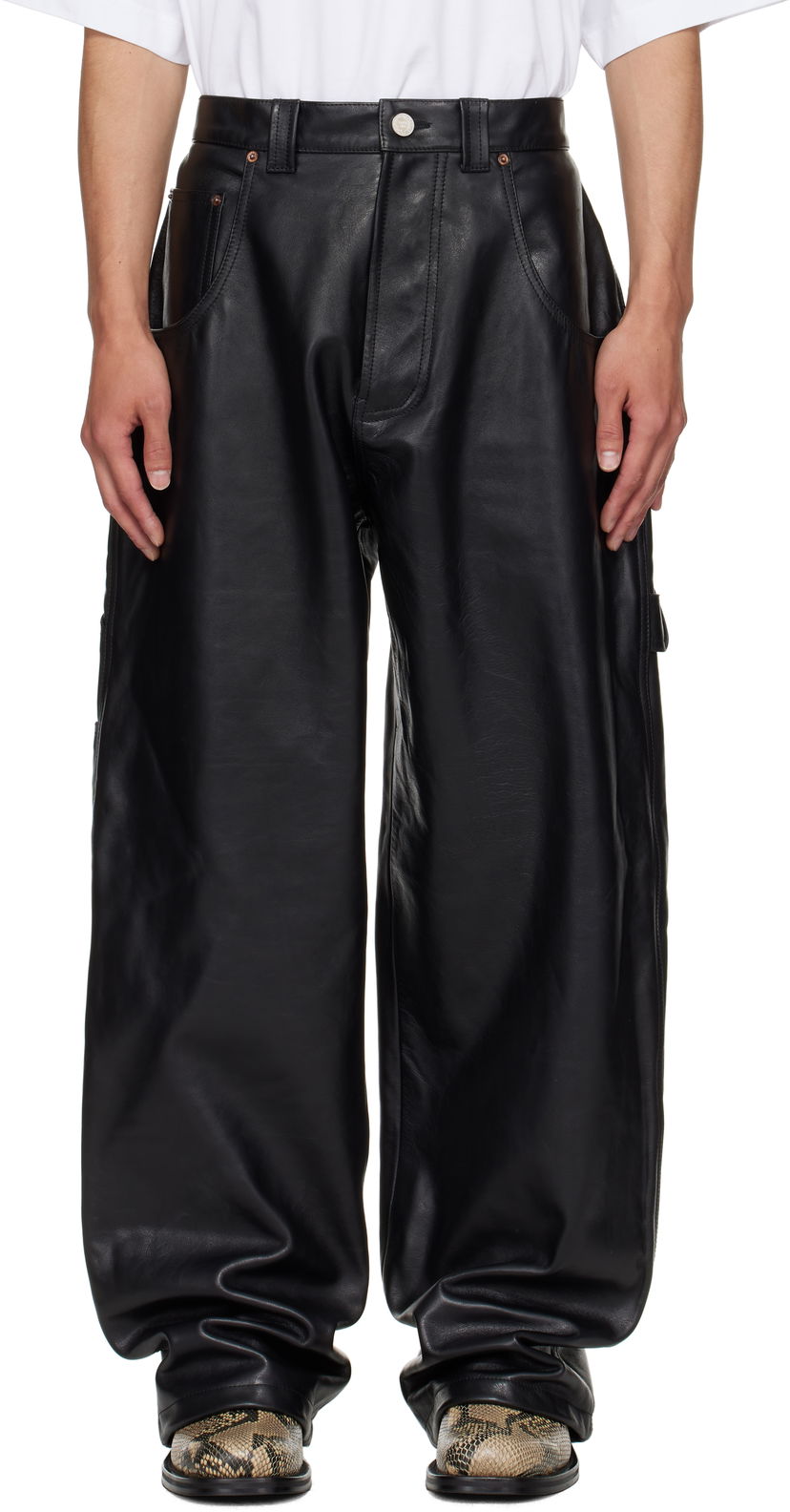 Byxor VETEMENTS VETEMENTS Hip Hop Leather Pants Svart | UH76LP250B