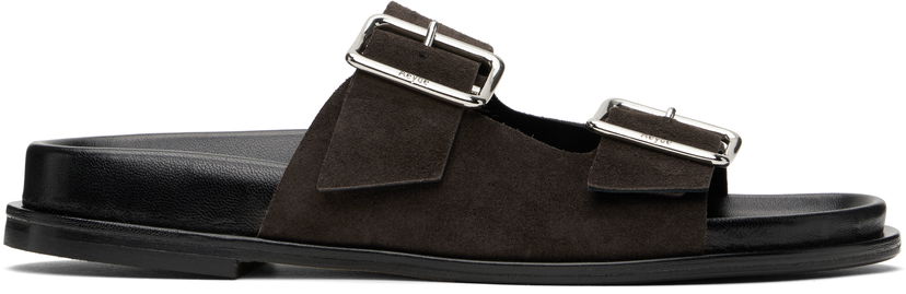 Skovård Aeyde Aeyde Meena Suede Double Buckle Slides Svart | A11-FS-FOXR08FL174-SS25-953-022