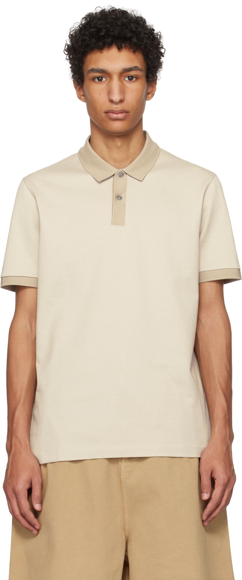 Polotröja BOSS BOSS Micro Pattern Mercerized Polo Beige | 50532246