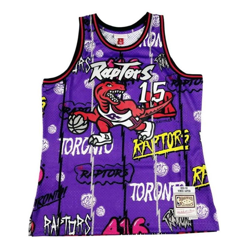 Linne Mitchell & Ness Raptors Graphic Print Jersey Purpur | TFSM4768-TRA98VCAPURP