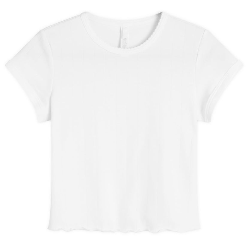 T-shirt SKIMS Drop Needle Pointelle Baby T-Shirt, Size Large Vit | ST-STT-8463-SNO