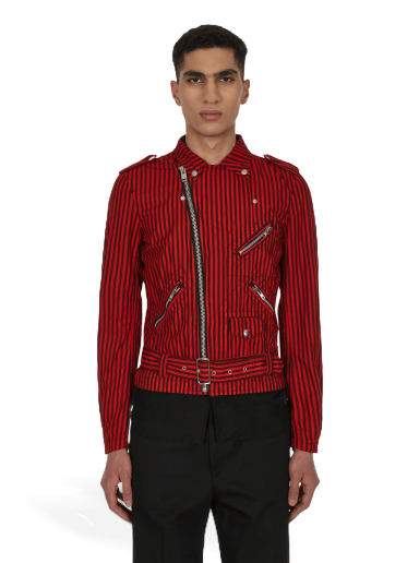 Jacka Comme des Garçons Stripe Biker Jacket Röd | FI-J002 1