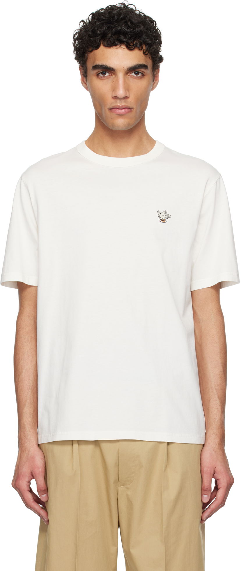 T-shirt MAISON KITSUNÉ Maison Kitsuné Barista Fox Patch Relax T-Shirt Vit | CKNU00102KJ7014