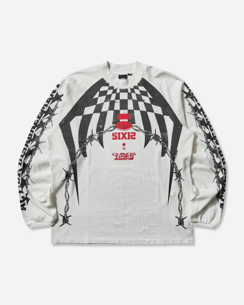 T-shirt Vans Act of Disagreement Hazard Checkered Barbed Wire SIXIR Chaos Times Longsleeve T-Shirt Vit | VN000RPWWHT1