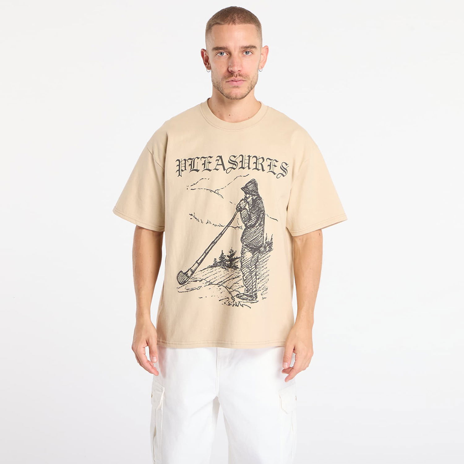 T-shirt Pleasures Pipe T-Shirt Beige | P25F079-SAND, 0