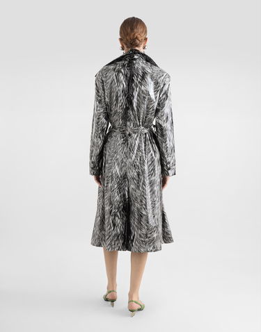 Trenchcoat Dolce & Gabbana Dolce & Gabbana Fur-Print Coated Satin Trench Coat Flerfärgad | F0W2DTFSUBJHI3VQ, 2