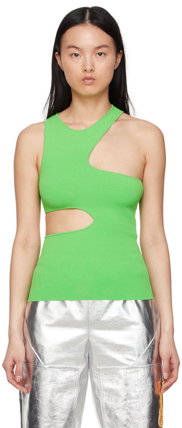 Linne Stella McCartney Stella McCartney Cut-Out Tank Top Grön | 6K0063S2076