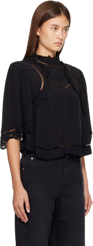 Skjorta ISABEL MARANT Frany high-neck lace cut-out blouse Svart | HT0662FA-C3J11I, 1