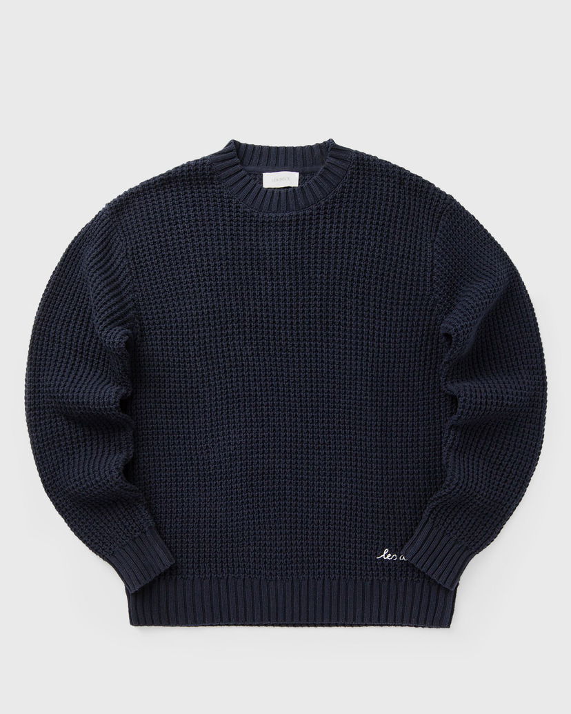 Sweater Les Deux Waffle Crewneck Knit Mörkblå | 1000570-460