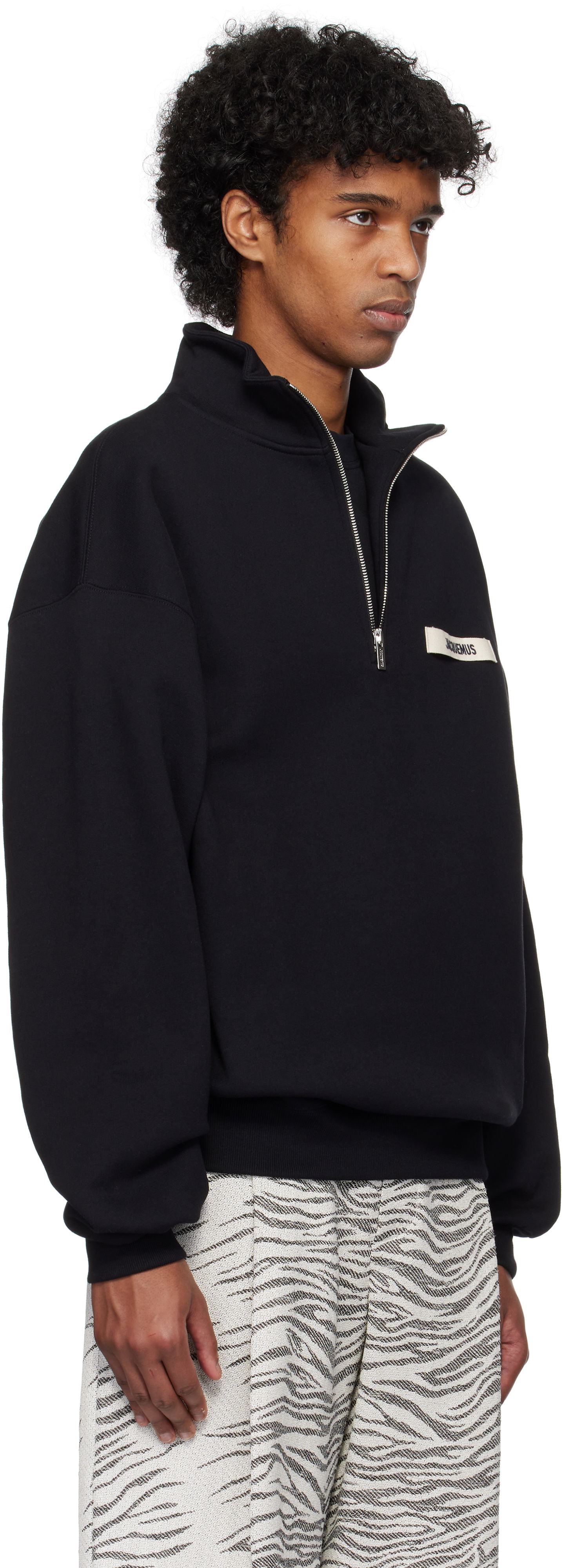Sweater Jacquemus Jacquemus Gros Grain Zipped Rollneck Sweatshirt Svart | 25E255JS283-2458, 1