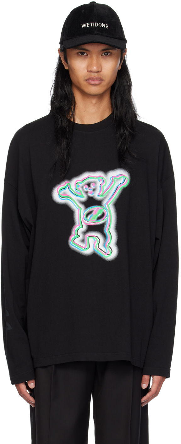 T-shirt We11done Colorful Teddy Print Long Sleeve T-Shirt Svart | WD-TT3-22-833-U-BK