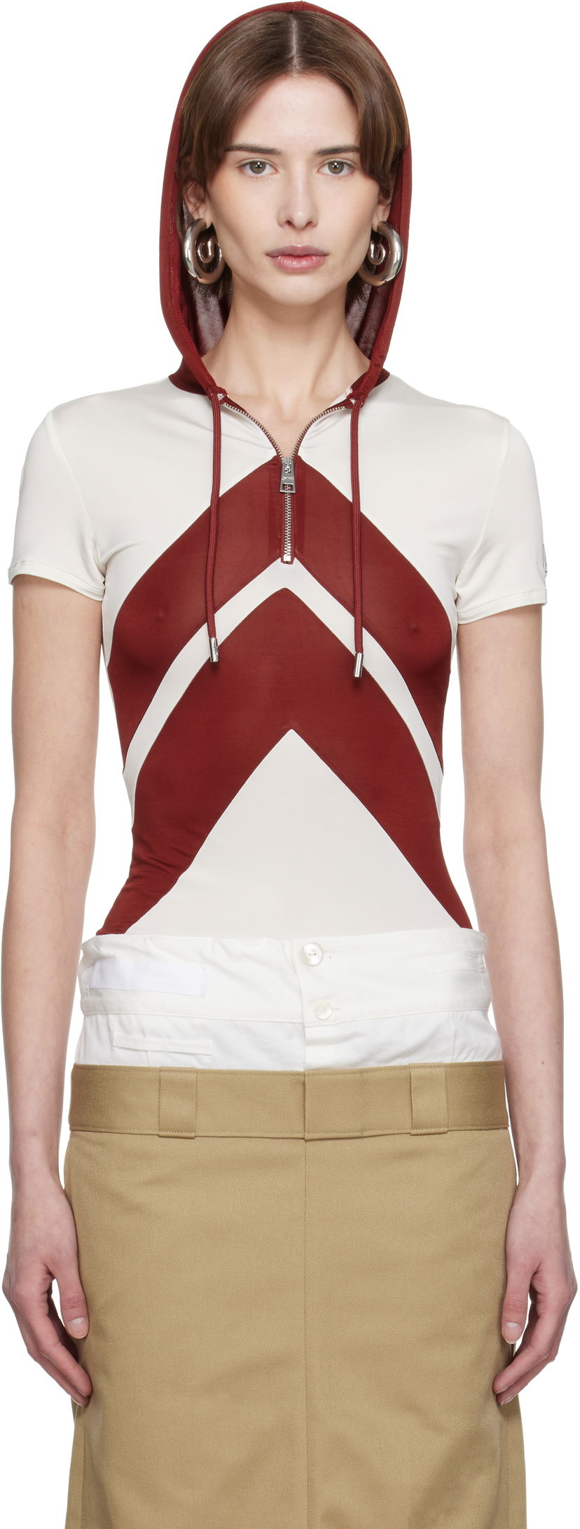 Sweatshirt Jean Paul Gaultier Jean Paul Gaultier 'The Chevrons' Hooded Top Röd | 25/33-F-TS109P-J084-0128