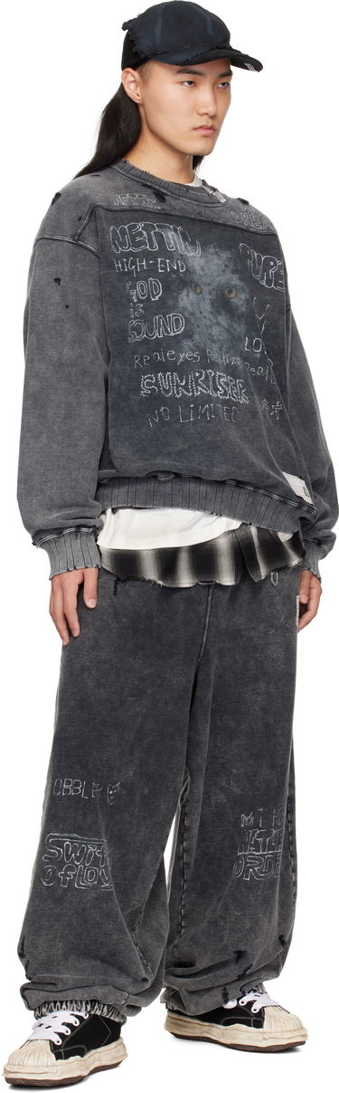 Sweater Maison MIHARA YASUHIRO Maison MIHARA YASUHIRO Distressed Graphic Print Sweatshirt Grå | A13PO552, 4