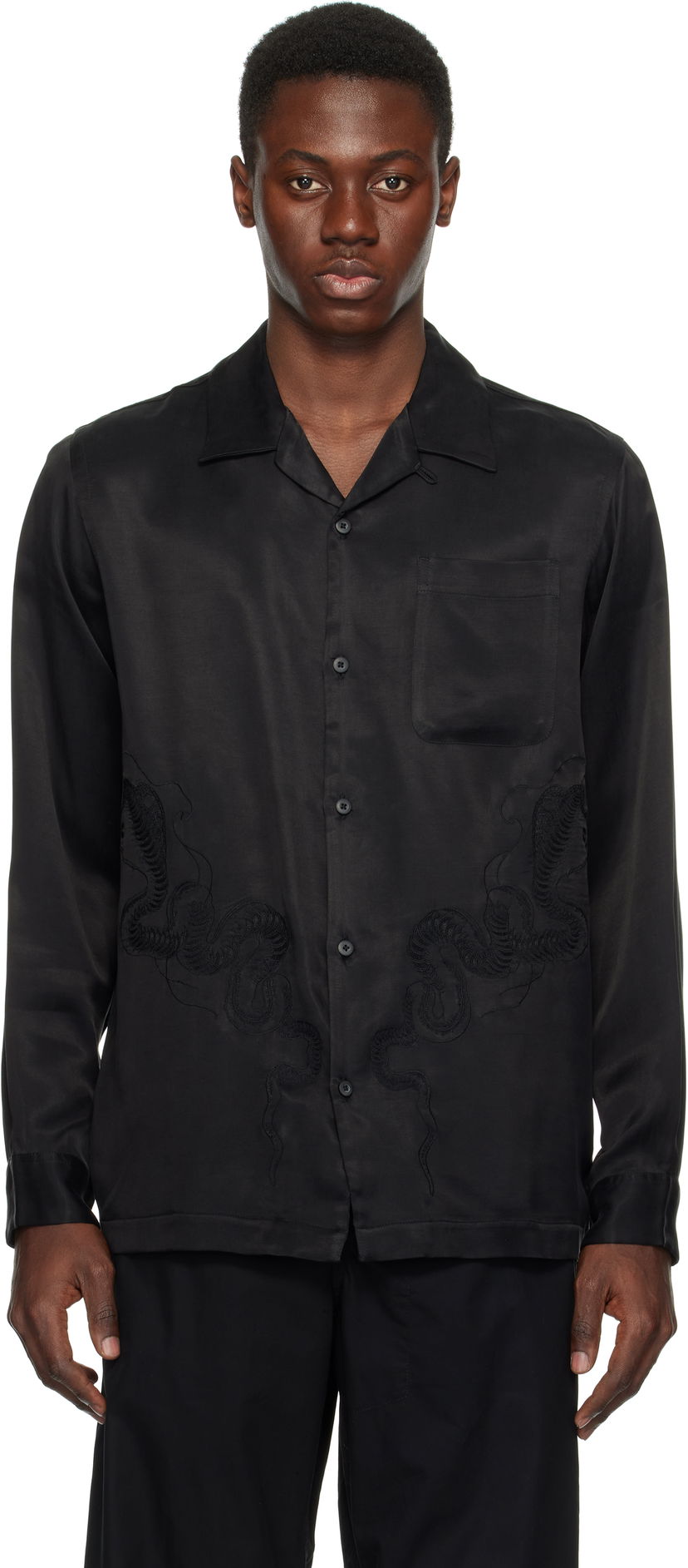 Skjorta Maharishi Maharishi Year of the Snake Cupro Shirt Svart | 6121