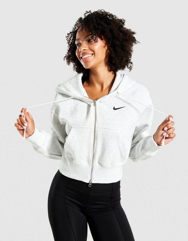 Sweatshirt Nike NSW Phoenix Fleece Cropped Full-Zip Hoodie Grå | HV2426-052, 0