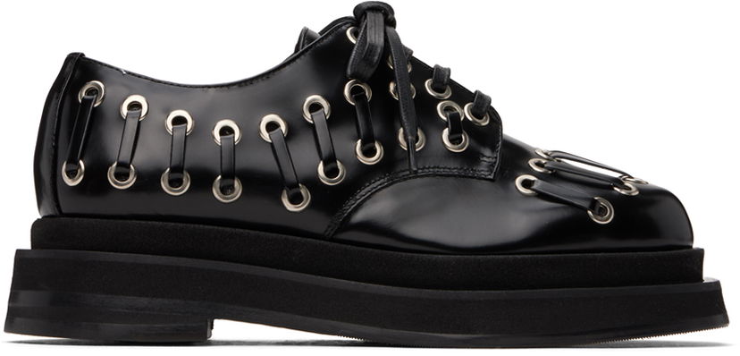 Klä Simone Rocha Simone Rocha Heart Toe Platform Grommet Brogues Svart | LOF2 0740