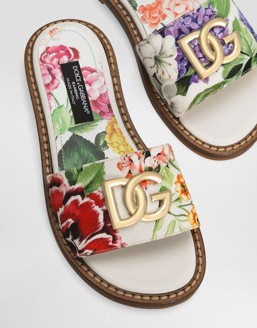 Tillbehör Dolce & Gabbana Dolce & Gabbana Canvas Sliders with Flower and DG Logo Flerfärgad | D11316A4194HA5KU, 3