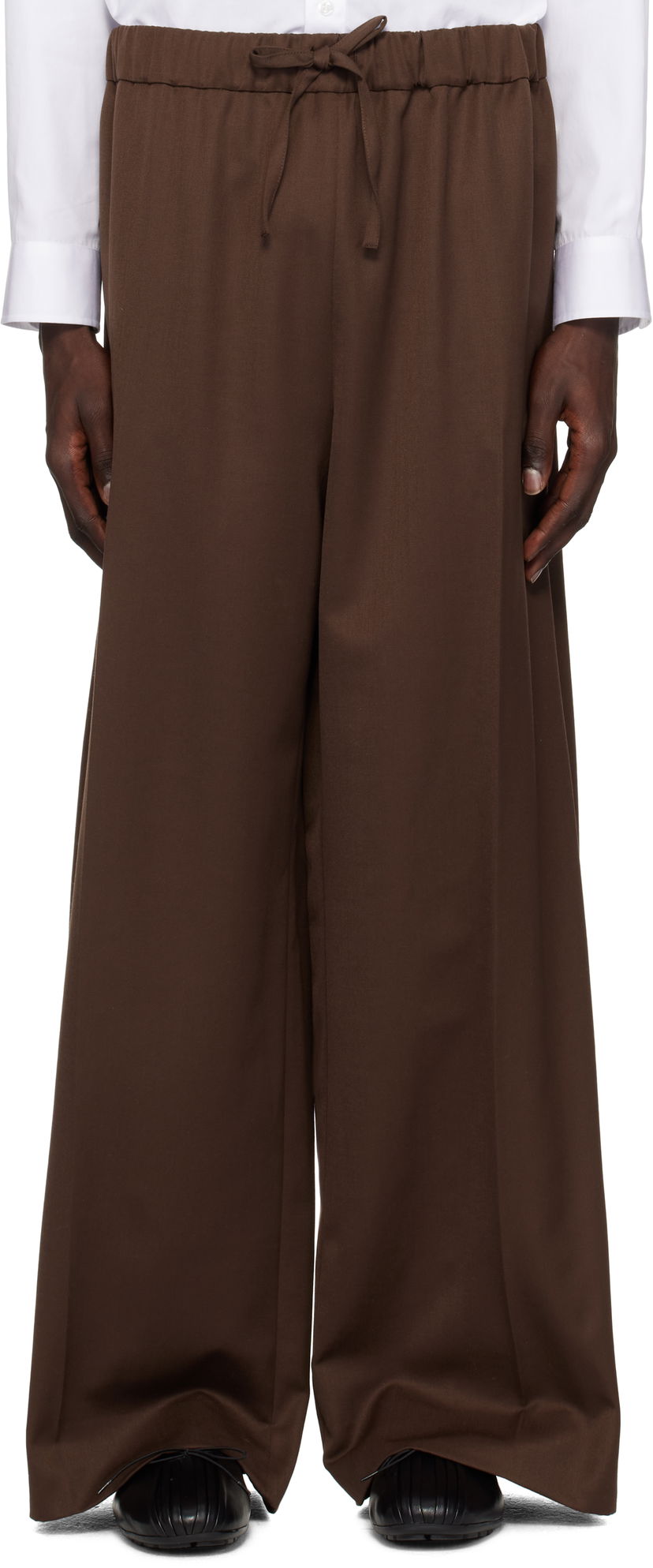 Byxor Simone Rocha Simone Rocha Wide Leg Drawstring Trousers Brun | 4143D 1217