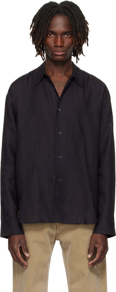 Skjorta Studio Nicholson Studio Nicholson Rafe Linen Shirt Svart | RAFE SNM - 1402, 0