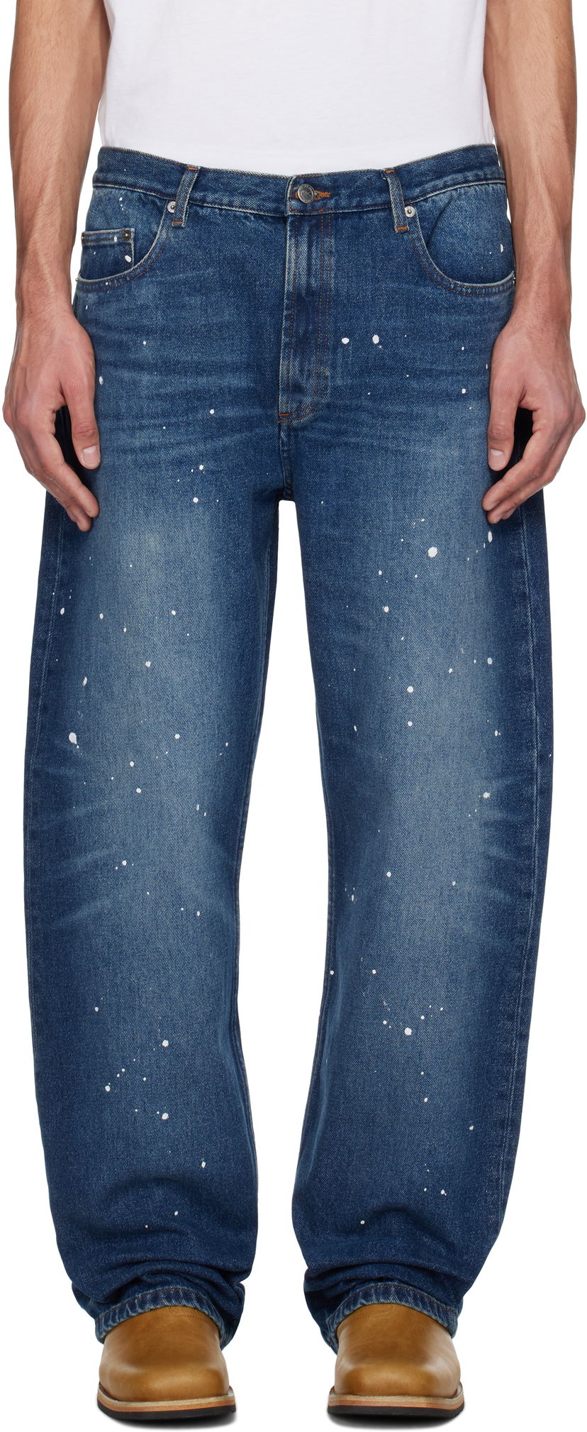 Jeans A.P.C. A.P.C. Relaxed Fit Paint Splatter Jeans Blå | COHGL-H09199