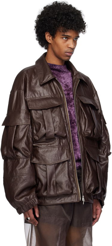 Jacka Dries Van Noten Dries Van Noten Coated Serge Jacket Brun | 251-020526-1502, 1