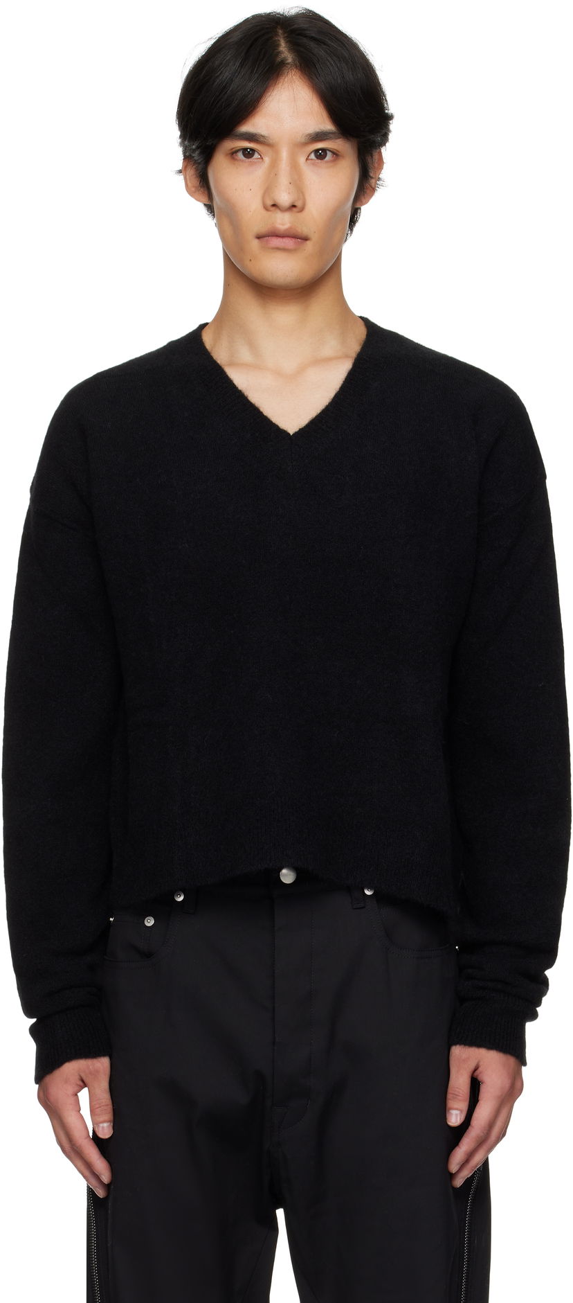 Sweater Rick Owens Rick Owens Concordians Tommy V-Neck Sweater Svart | RU02E1650 KWP