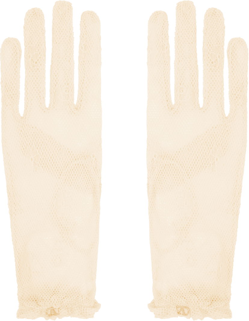 Handskar Valentino Valentino Garavani VLogo Signature Lace Gloves Beige | 6W0GD00HPNN
