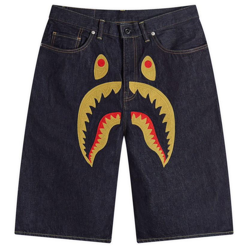 Shorts BAPE A Bathing Ape Shark Denim Shorts Mörkblå | 001DSK301002M-IND