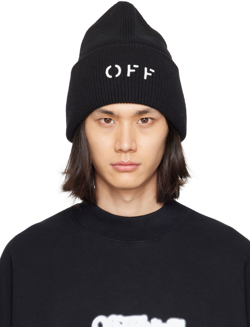 Mössa Off-White Off-White 'OFF' Stamp Knit Beanie Svart | OMLC030F23KNI0011001