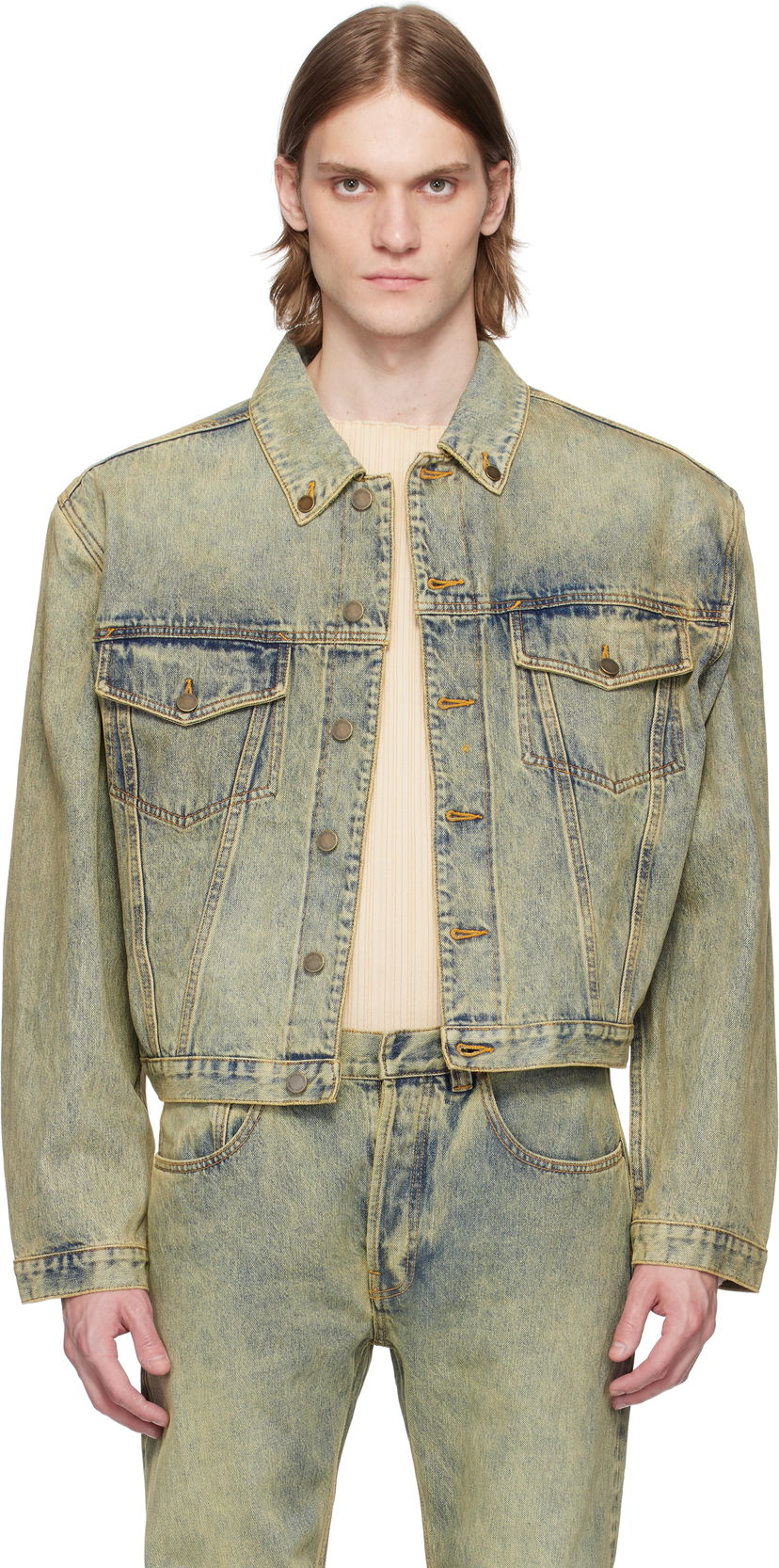 Jacka Entire Studios Entire Studios Shrunken Denim Jacket Gul | ESU-S25-11002-SW