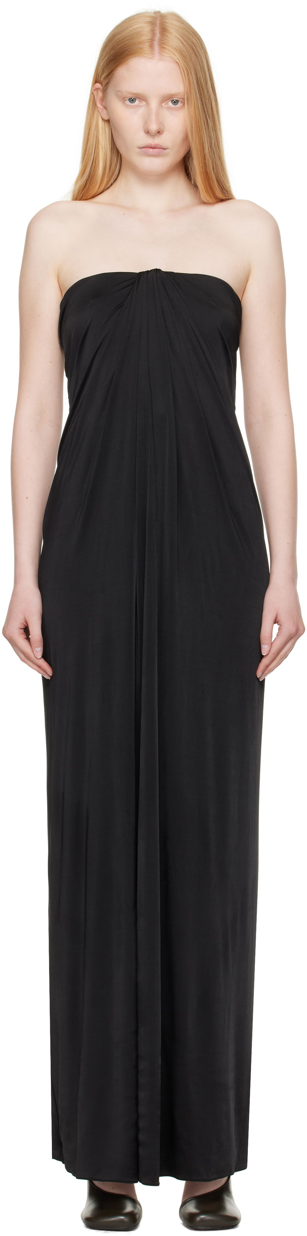 Klä FERRAGAMO Ferragamo Sleeveless Gathered Maxi Dress Svart | 780649, 0
