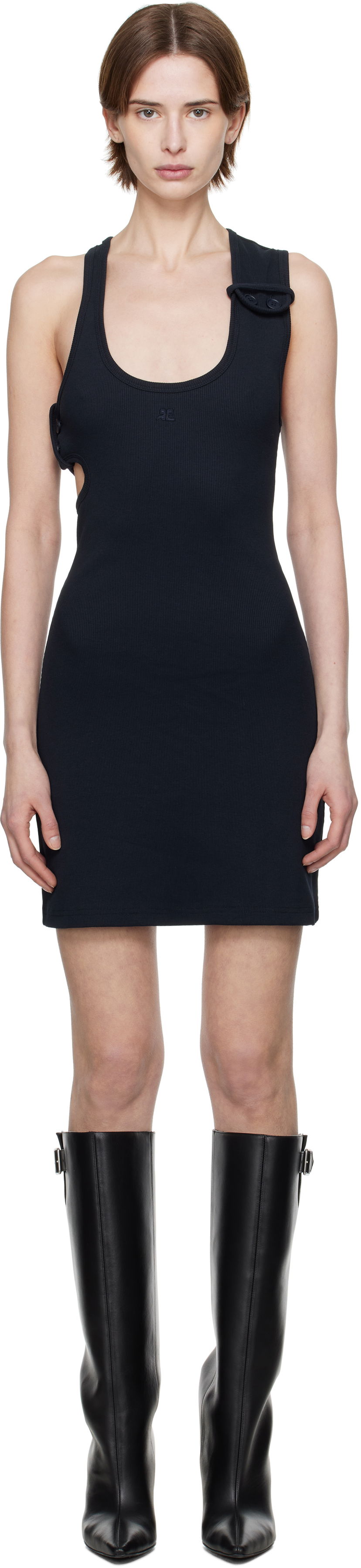 Klä Courrèges Courrèges Double Buckle Rib Minidress Mörkblå | 125JRO550JS0194