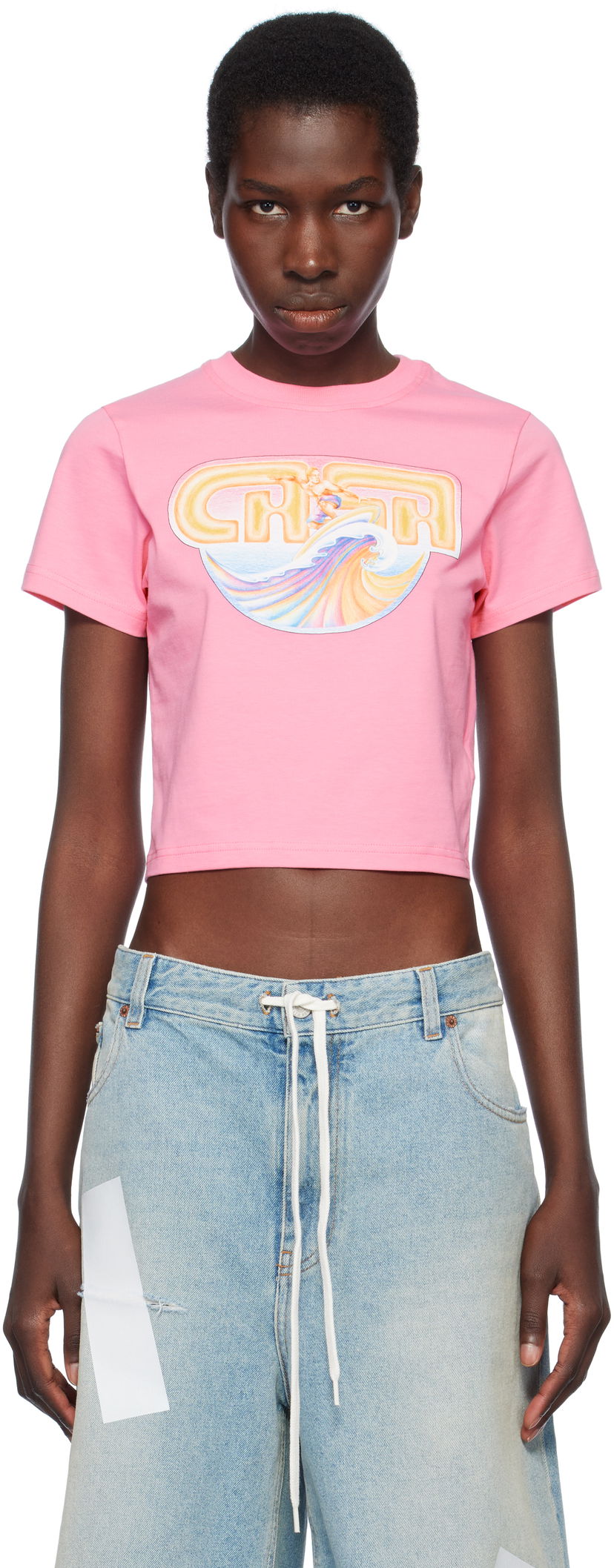 Crop top Casablanca Casablanca Casa Surf Cropped T-Shirt Rosa | WS25-JTS-009-05