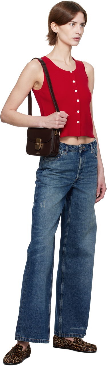 Linne A.P.C. A.P.C. Buttoned Cropped Tank Top Röd | VIALM-F23410, 3