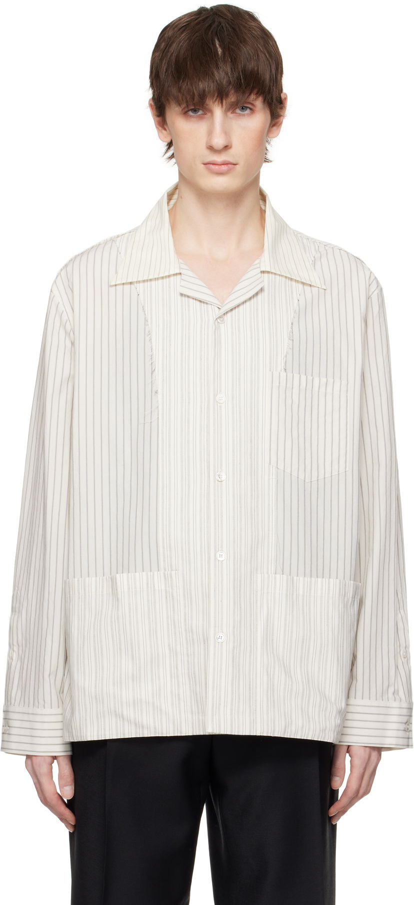 Skjorta Maison Margiela Maison Margiela Reconstructed Pinstripe Shirt Vit | S50DT0047 MTN053