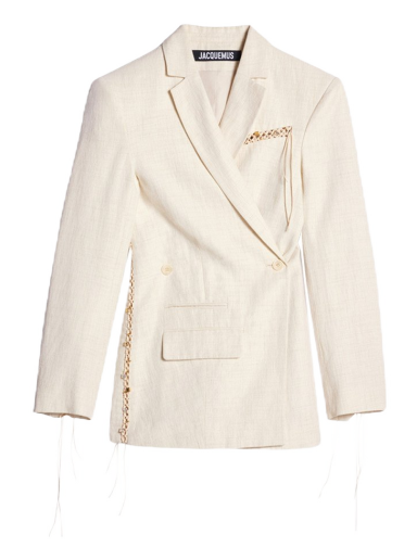 Jacka Jacquemus La Veste Tibau Brodee Embroidered Double-Breasted Vit | 231JA024-1069-110
