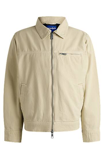 Jacka BOSS Regular-Fit Cotton Canvas Jacket Beige | 50530589
