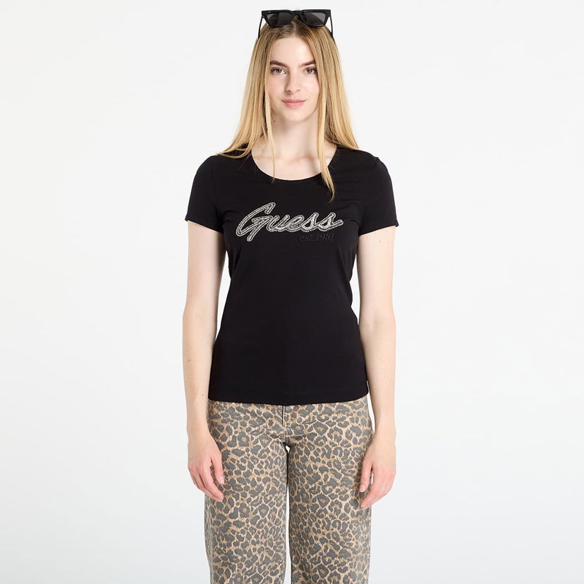 T-shirt GUESS GUESS Logo Hot Fix Tee Svart | W5YI16J1314-JBLK