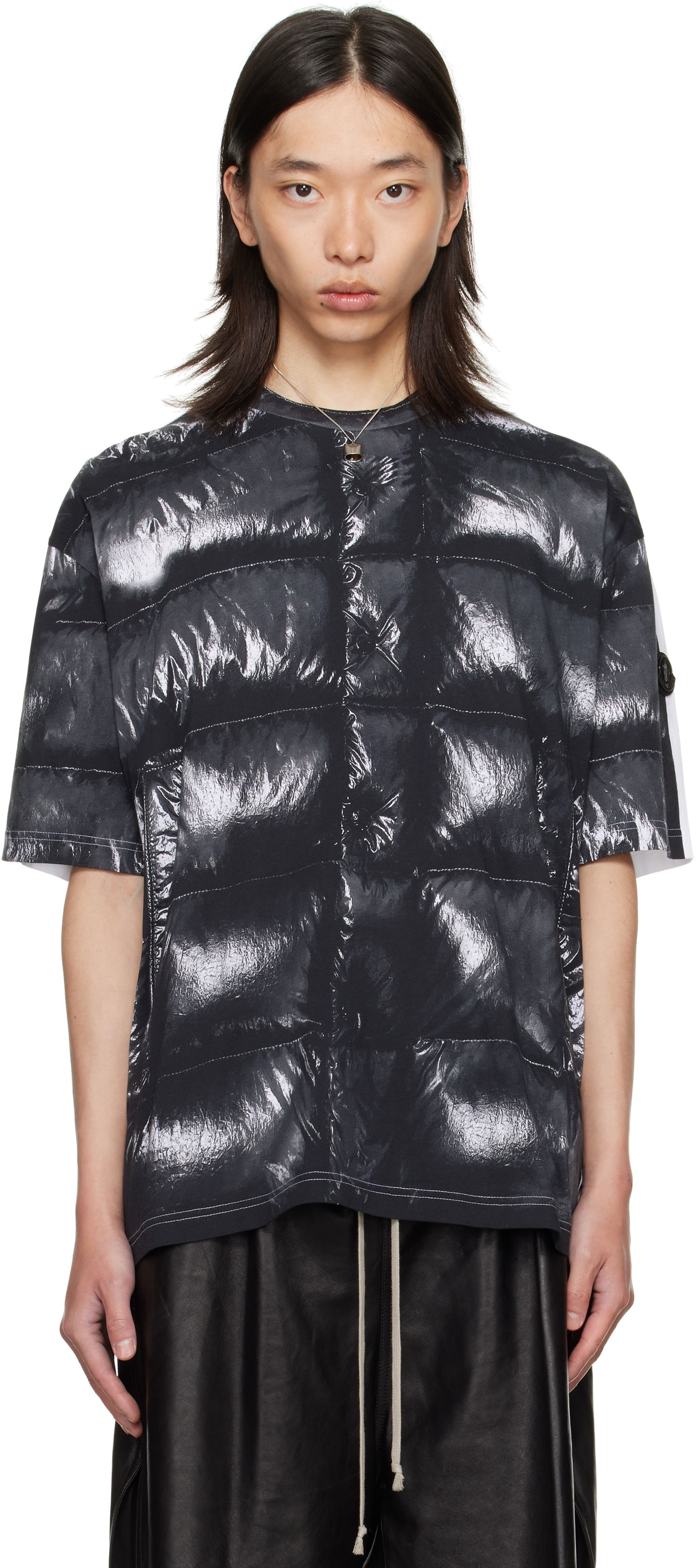T-shirt Moncler Moncler Genius x A$AP Rocky Glossy Padded Short Sleeve T-Shirt Svart | K24048C0000189AYW, 0