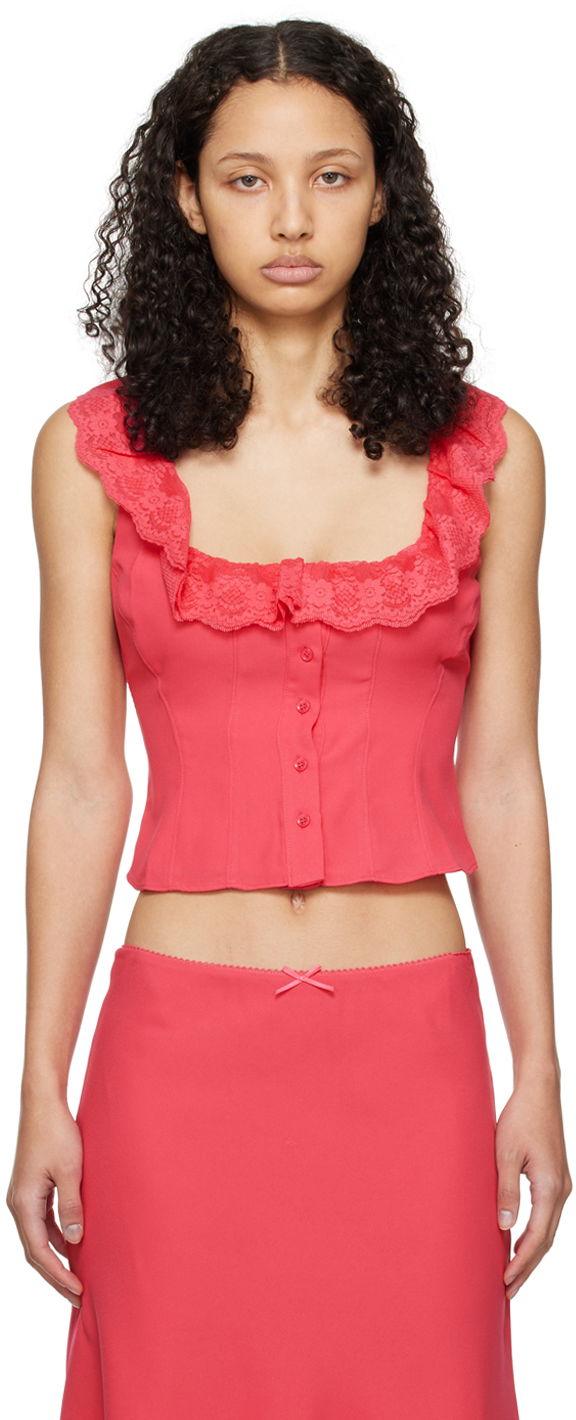 Linne GUIZIO Guizio Paloma Lace Trim Top Rosa | R24108W016
