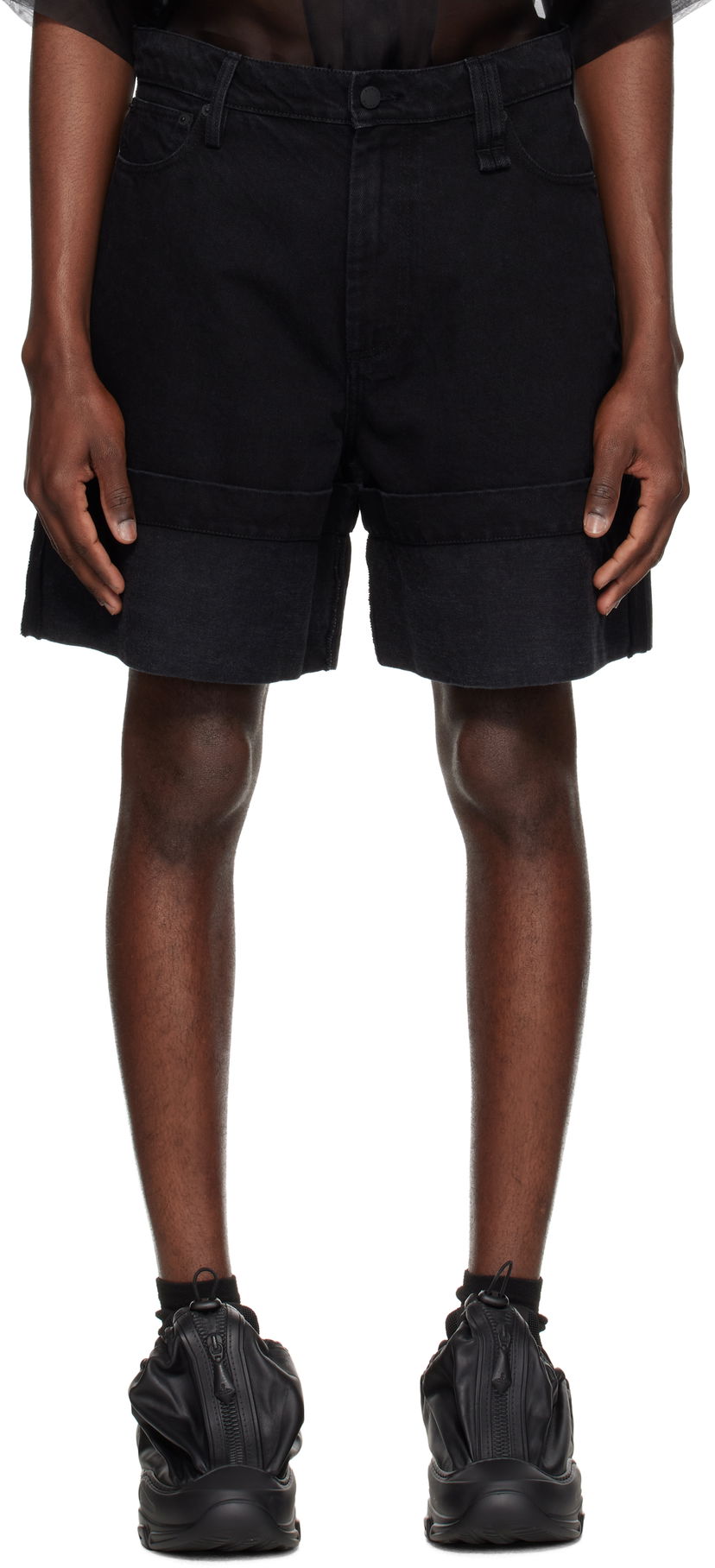 Shorts Simone Rocha Simone Rocha Wide Leg Puddle Denim Shorts Svart | 4138B 1239