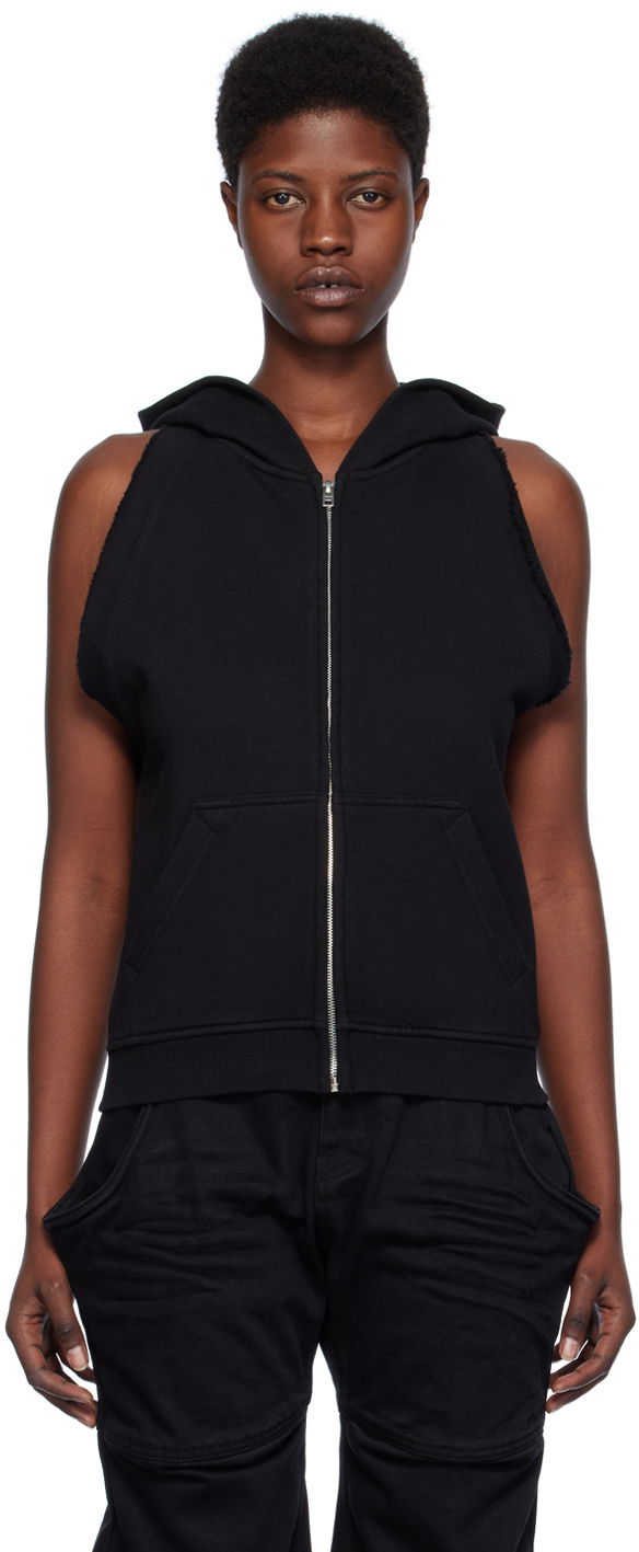 Sweatshirt We11done We11done Sleeveless Zip-Up Hoodie Svart | WD-TJ0-24-756-W-BK