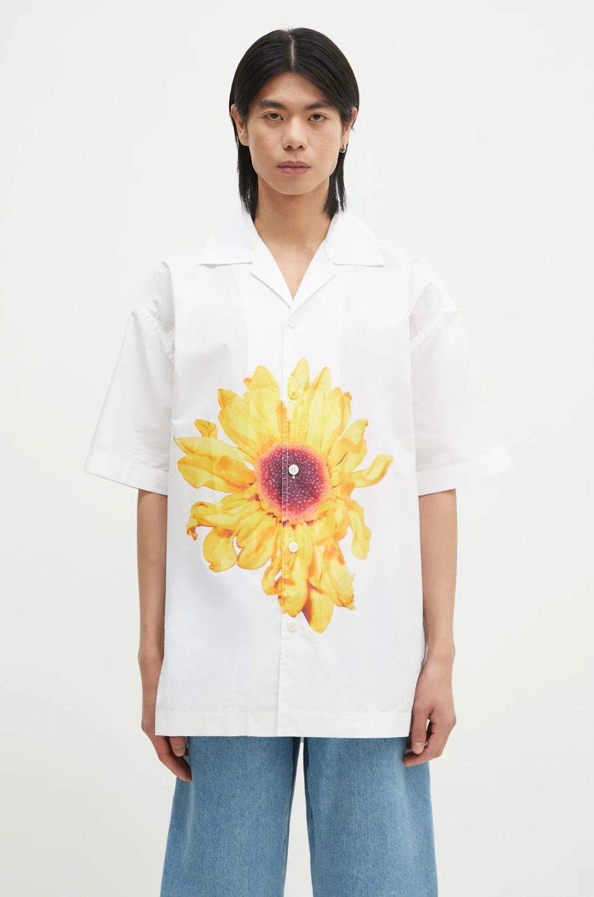 Skjorta JW Anderson JW Anderson Relaxed Short Sleeve Shirt with Sunflower Print Vit | SH0335.PG1667.001, 0