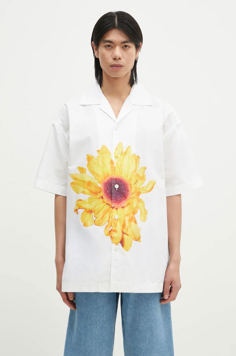 Skjorta JW Anderson JW Anderson Relaxed Short Sleeve Shirt with Sunflower Print Vit | SH0335.PG1667.001