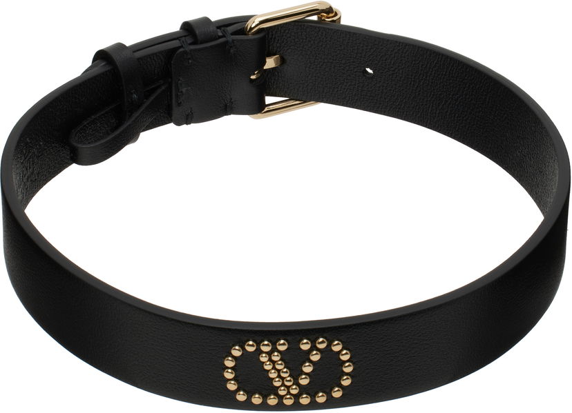 Bälten Valentino Valentino Garavani Signature VLogo Leather Choker Svart | 6W2J0Y53SYI