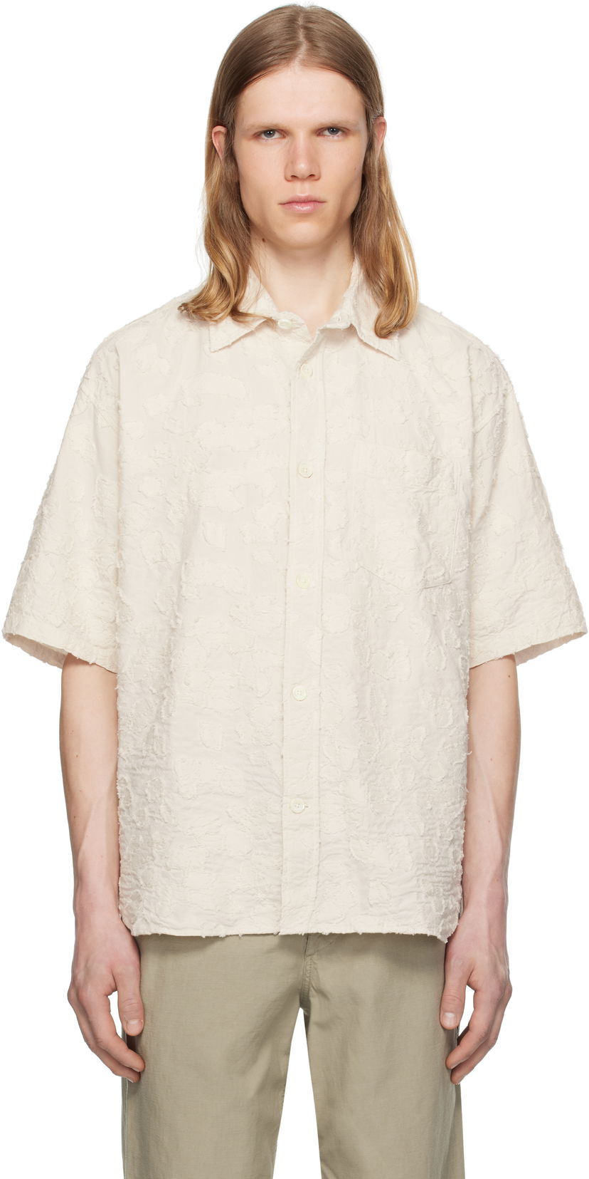 Skjorta NORSE PROJECTS Norse Projects Mo Oversized Fil Coupe Short Sleeve Shirt Beige | N40-0830