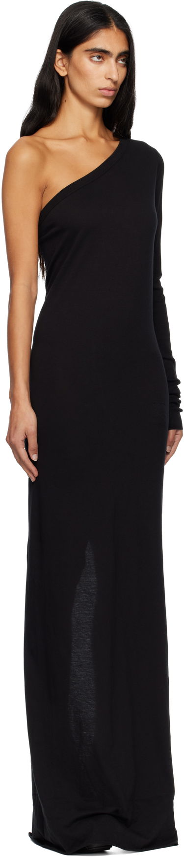 Klä Rick Owens DRKSHDW Concordians Ziggy One-Shoulder Maxi Dress Svart | DS02E7511 RN, 1